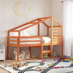Lit haut sans matelas cire marron 90x200 cm bois de pin massif 