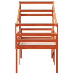 Lit haut sans matelas cire marron 90x200 cm bois de pin massif 