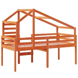 Lit haut sans matelas cire marron 90x200 cm bois de pin massif 