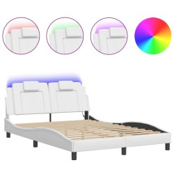 Cadre de lit avec LED sans matelas blanc 140x200 cm 