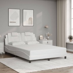 Cadre de lit avec LED sans matelas blanc 140x200 cm 