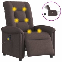 Fauteuil de massage inclinable électrique Marron foncé Tissu 
