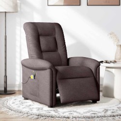 Fauteuil de massage inclinable électrique Marron foncé Tissu 