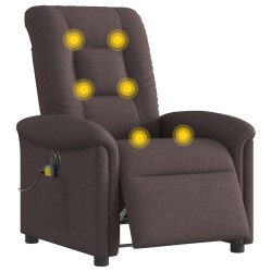 Fauteuil de massage inclinable électrique Marron foncé Tissu 