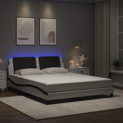 Cadre de lit avec LED sans matelas blanc et noir 160x200 cm 
