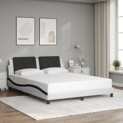 Cadre de lit avec LED sans matelas blanc et noir 160x200 cm 