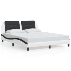 Cadre de lit avec LED sans matelas blanc et noir 160x200 cm 