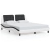 Cadre de lit avec LED sans matelas blanc et noir 160x200 cm 