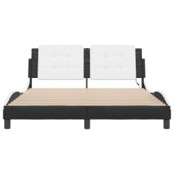 Cadre de lit avec LED sans matelas blanc et noir 160x200 cm 