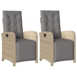 Chaises inclinables de jardin lot de 2 avec repose-pied rotin 