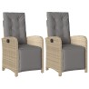 Chaises inclinables de jardin lot de 2 avec repose-pied rotin 