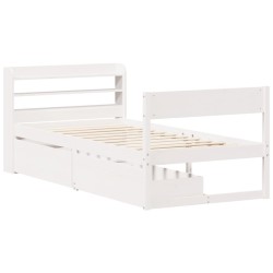Cadre de lit sans matelas blanc 90x200 cm bois de pin massif 