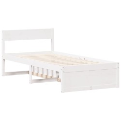 Cadre de lit sans matelas blanc 90x200 cm bois de pin massif 