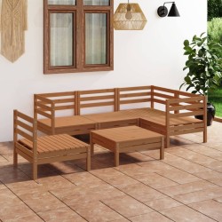 Salon de jardin 6 pcs Bois de pin massif Marron miel 