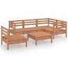 Salon de jardin 6 pcs Bois de pin massif Marron miel 