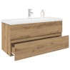 Meuble lavabo avec bassin et robinet intégrés chêne artisanal 