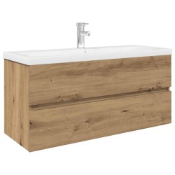 Meuble lavabo avec bassin et robinet intégrés chêne artisanal 