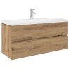 Meuble lavabo avec bassin et robinet intégrés chêne artisanal 