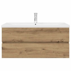 Meuble lavabo avec bassin et robinet intégrés chêne artisanal 