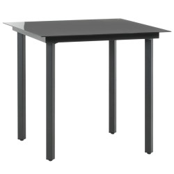 Ensemble à manger de jardin 5 pcs PVC résine tressée noir 