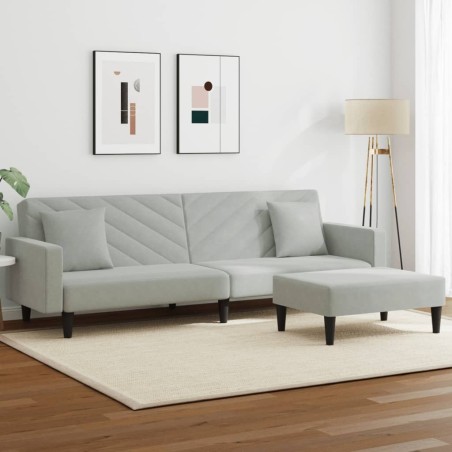 Ensemble de canapés 2 pcs avec coussins gris clair velours 