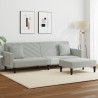 Ensemble de canapés 2 pcs avec coussins gris clair velours 