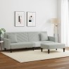 Ensemble de canapés 2 pcs avec coussins gris clair velours 
