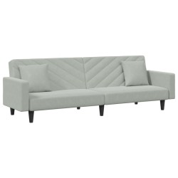 Ensemble de canapés 2 pcs avec coussins gris clair velours 