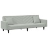 Ensemble de canapés 2 pcs avec coussins gris clair velours 