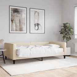 Lit de jour avec matelas crème 100x200 cm tissu 