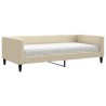 Lit de jour avec matelas crème 100x200 cm tissu 