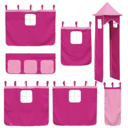 Lit superposé sans matelas avec toboggan et rideaux 80x200 cm 