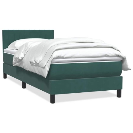 Sommier à lattes de lit et matelas vert foncé 100x210cm velours 