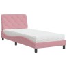 Lit avec matelas rose 90x190 cm velours 