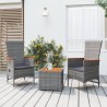 Ensemble de salon de jardin 3 pcs gris poly rotin et acacia 
