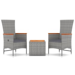 Ensemble de salon de jardin 3 pcs gris poly rotin et acacia 