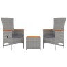 Ensemble de salon de jardin 3 pcs gris poly rotin et acacia 