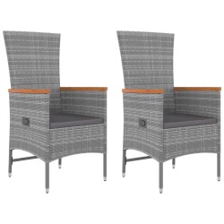 Ensemble de salon de jardin 3 pcs gris poly rotin et acacia 