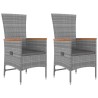 Ensemble de salon de jardin 3 pcs gris poly rotin et acacia 