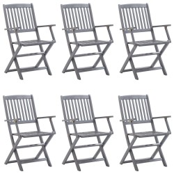 Chaises pliables d'extérieur lot de 6 et coussins Bois d'acacia 