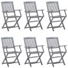 Chaises pliables d'extérieur lot de 6 et coussins Bois d'acacia 