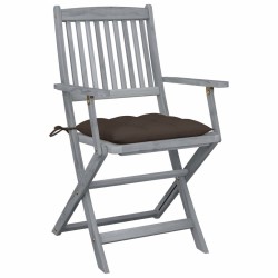 Chaises pliables d'extérieur lot de 6 et coussins Bois d'acacia 