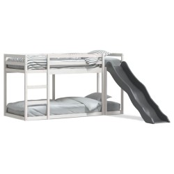 Lit superposé avec toboggan et échelle sans matelas 90x200 cm 