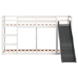 Lit superposé avec toboggan et échelle sans matelas 90x200 cm 