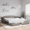 Lit de jour avec gigogne et tiroirs taupe 100x200 cm tissu 