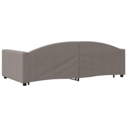 Lit de jour avec gigogne et tiroirs taupe 100x200 cm tissu 