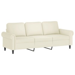 Canapé 3 places avec oreillers décoratifs crème 180 cm velours 