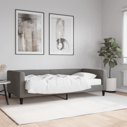 Lit de jour avec matelas gris foncé 90x190 cm tissu 
