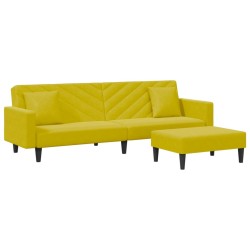 Ensemble de canapés 2 pcs avec coussins jaune velours 