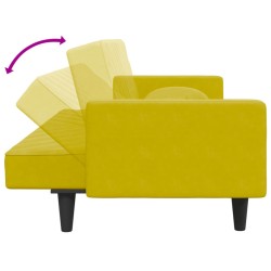 Ensemble de canapés 2 pcs avec coussins jaune velours 